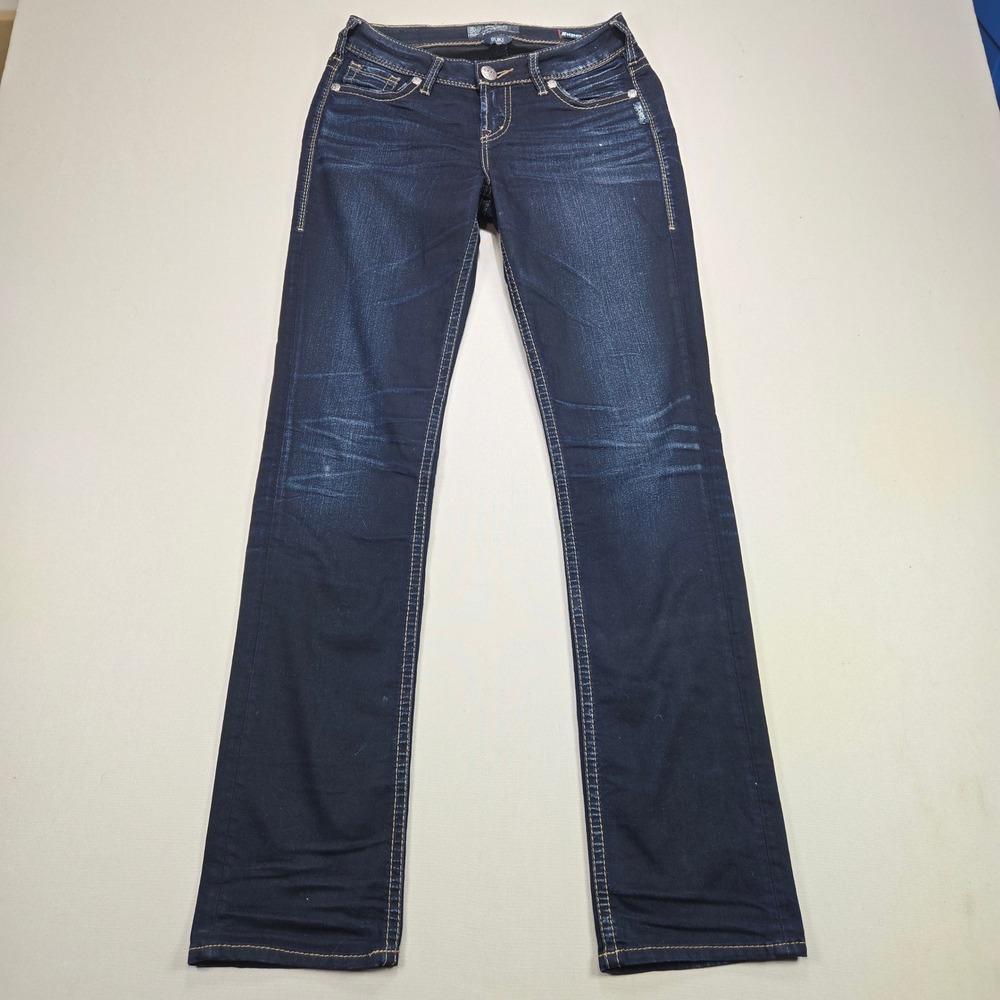 Silver Jeans Co Suki Mid Straight Dark Wash Super Stretch Jeans Women's W27 L32